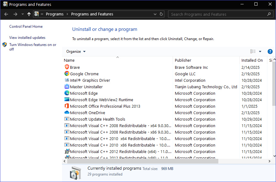 control panel uninstall tarkov