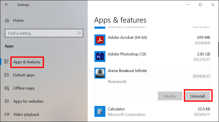 uninstall pc game settings app