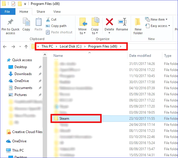 manually delete files uninstall steam game