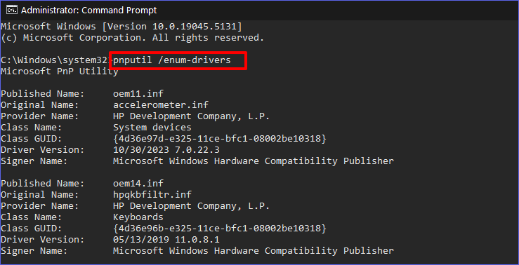 command prompt uninstall device driver