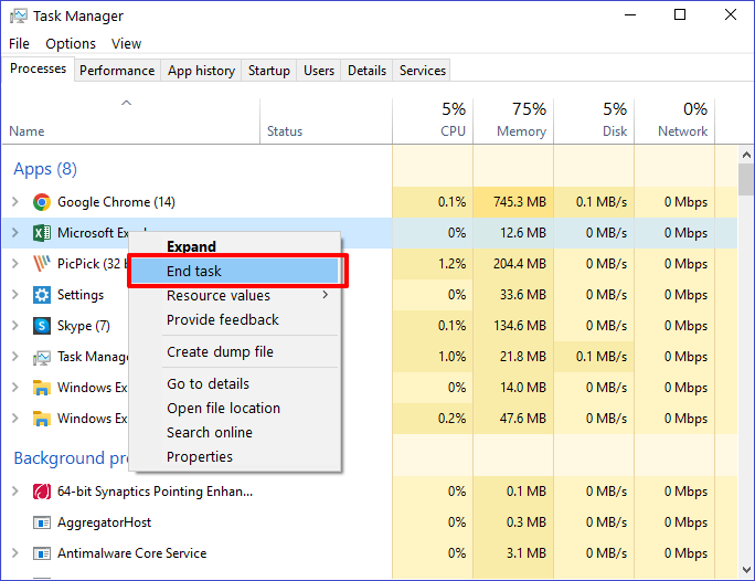 task manager uninstall font