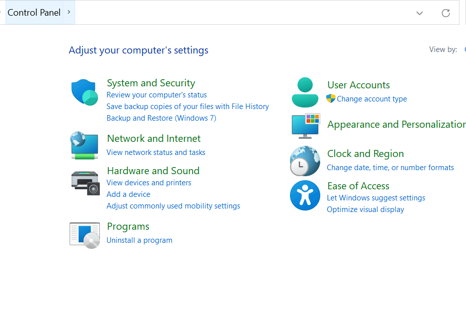 Control Panel Windows 11