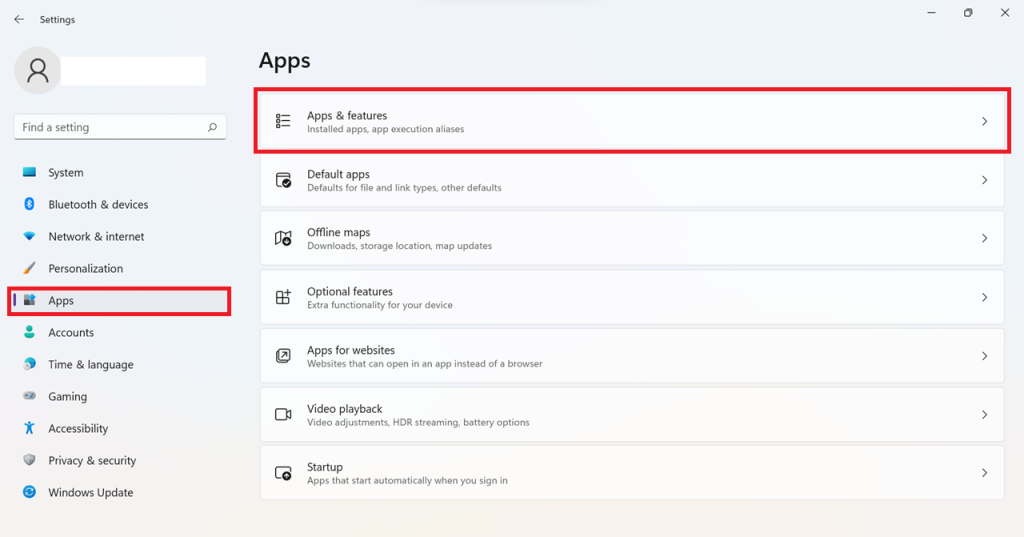 access installed apps menu
