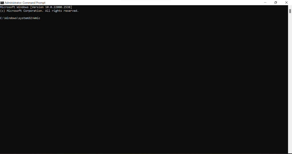 run wmic in command prompt