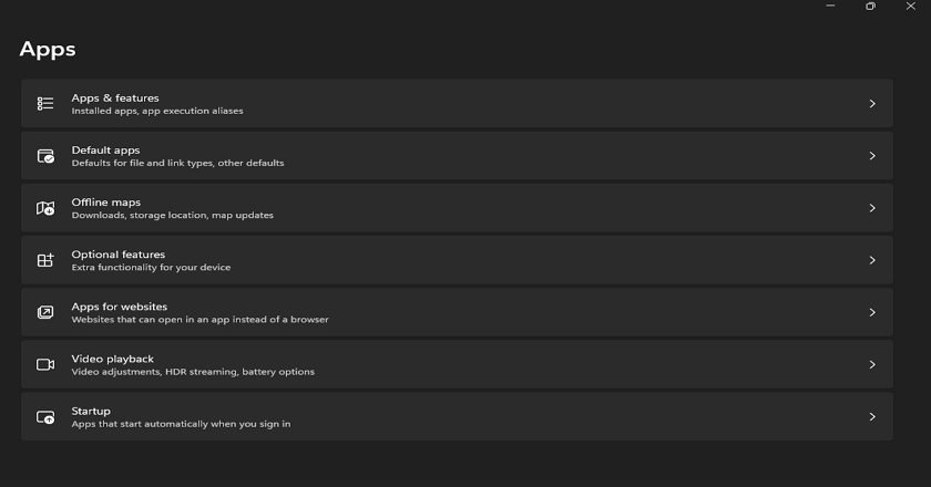 apps & features