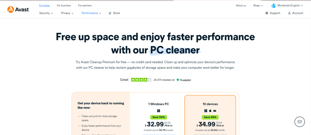 free computer cleaner avast cleanup