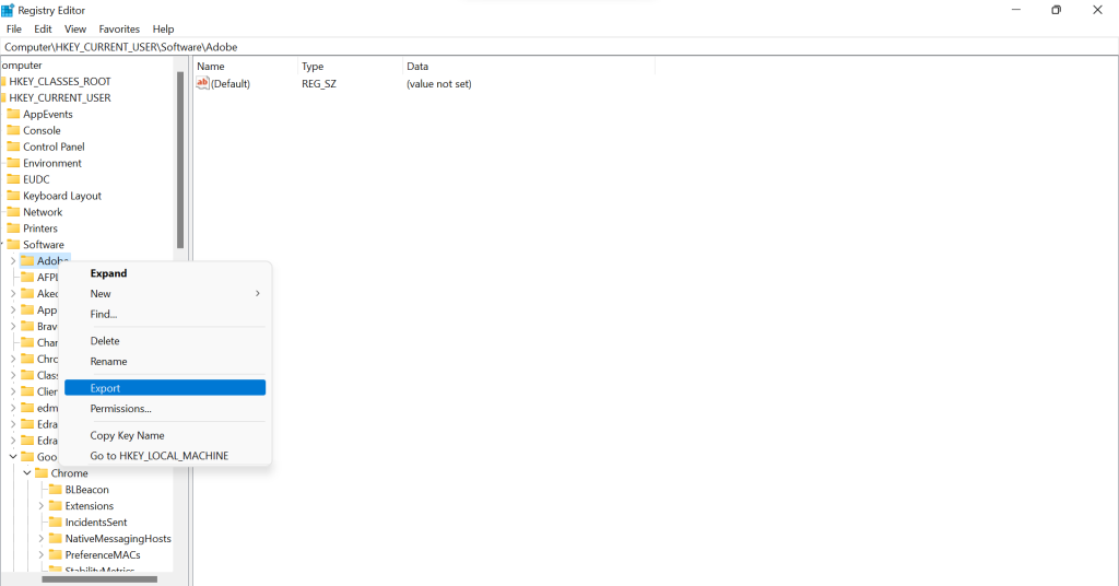 create registry backup