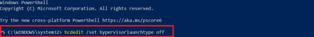 bcdedit powershell hyper v