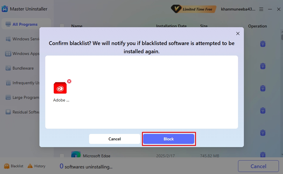 blacklist adobe cc