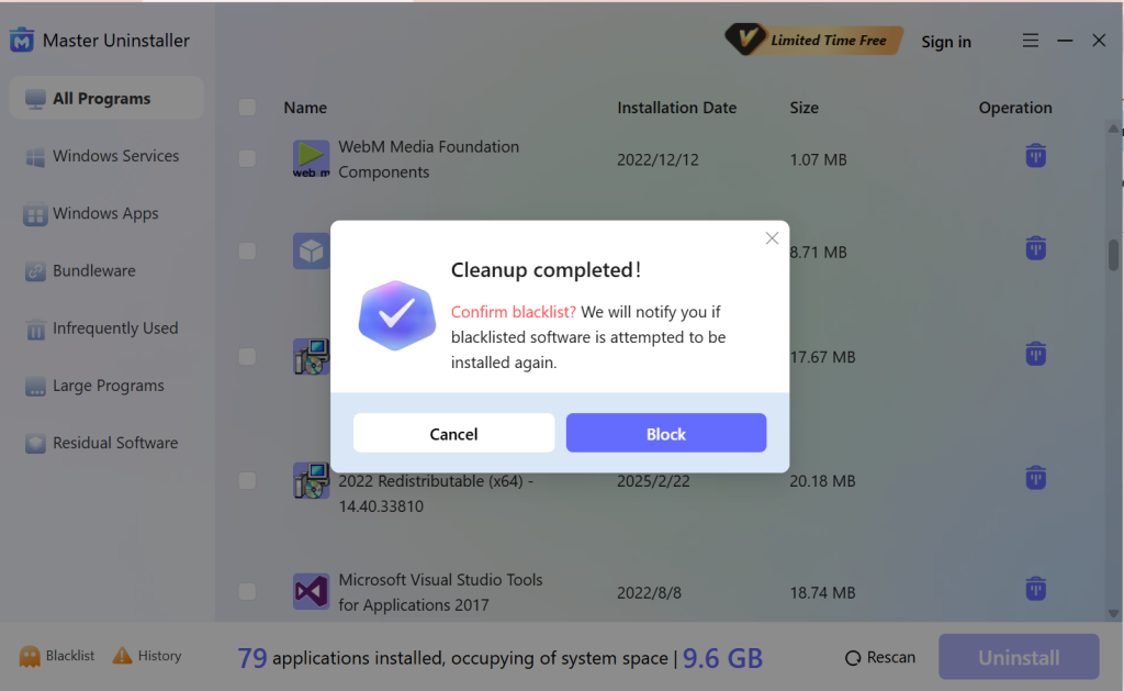 block app master uninstaller