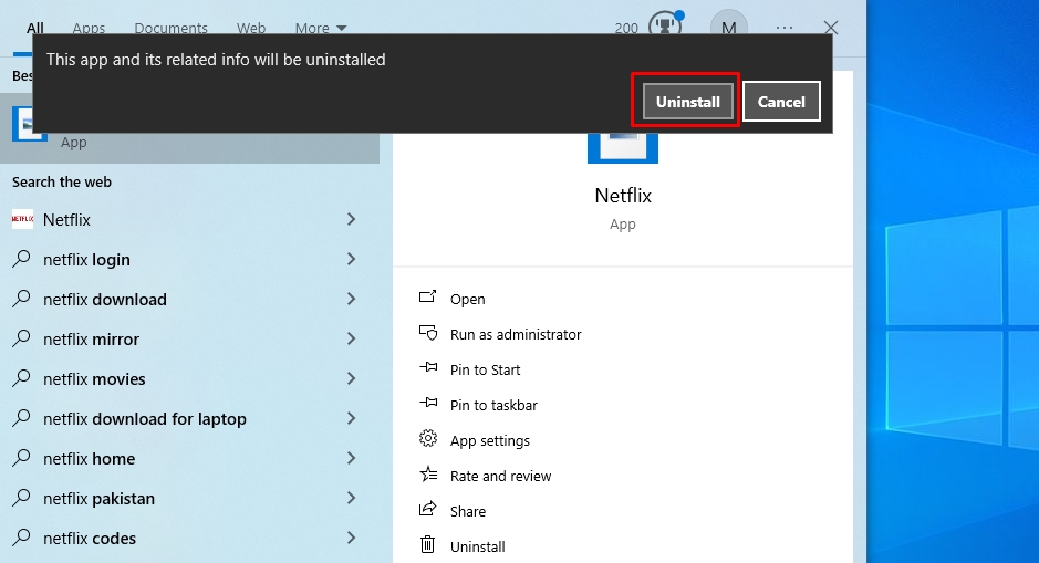 delete installed programs windows 10