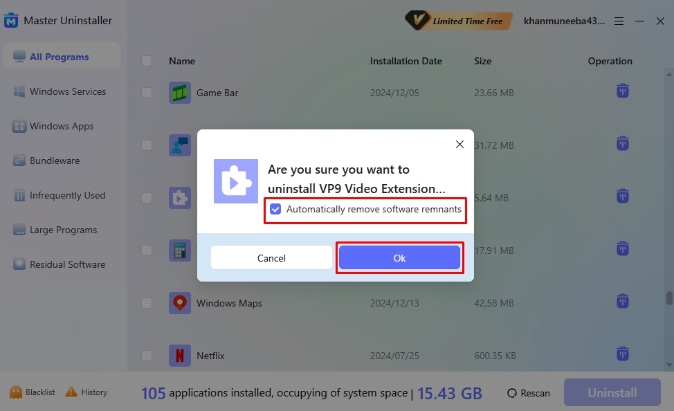 confirm uninstallation extension master uninstaller