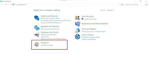 control panel programs hyper v