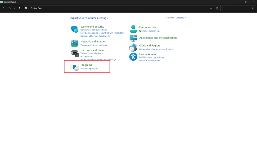 control panel uninstall valorant