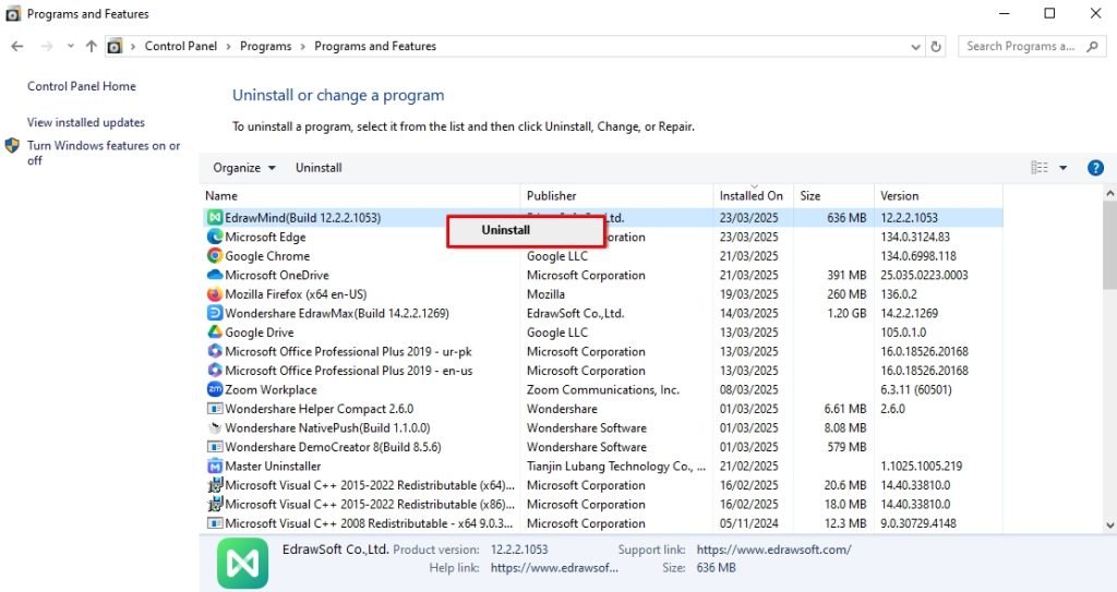 fully remove a program windows 10