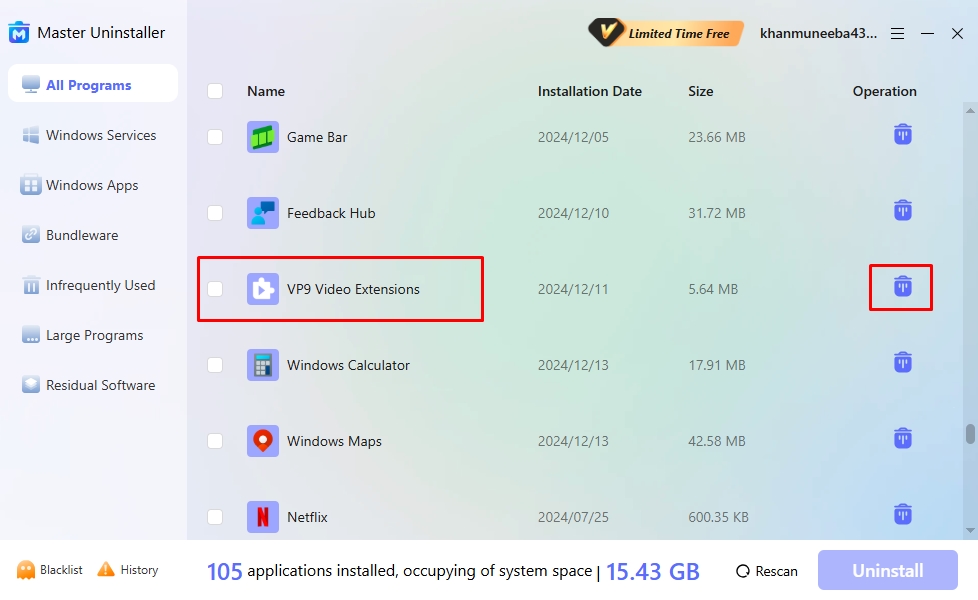 delete extension master uninstaller