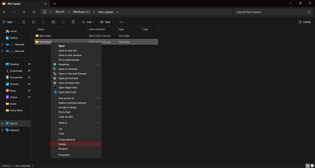delete leftover valorant files
