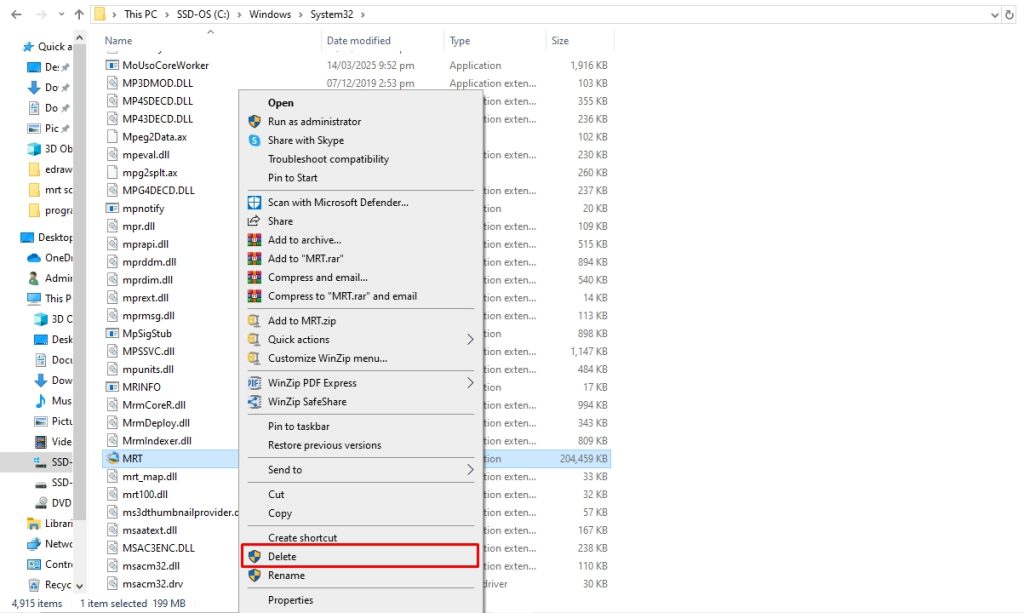 windows msrt tool deletion