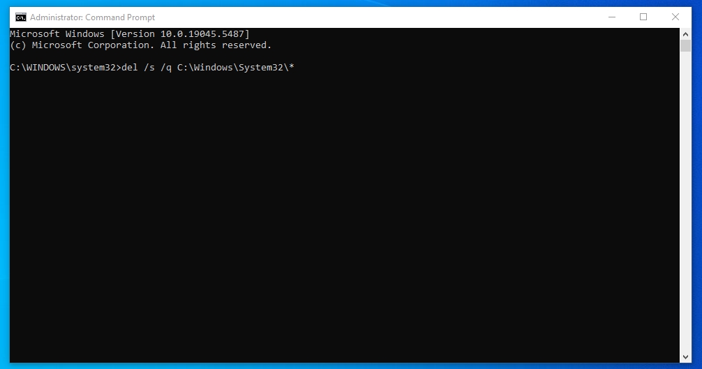 how to delete system32 command