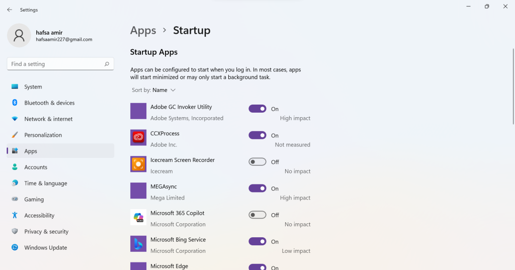 disable startup apps via windows 11 settings