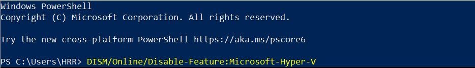 dism disable hyper v