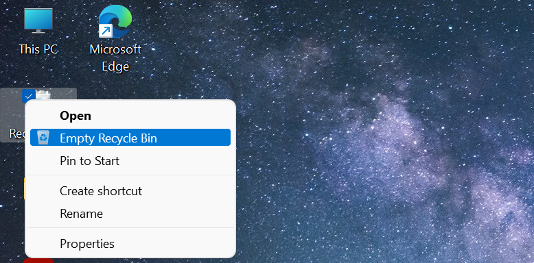 empty recycle bin erase files