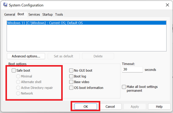 restart to exit safe mode
