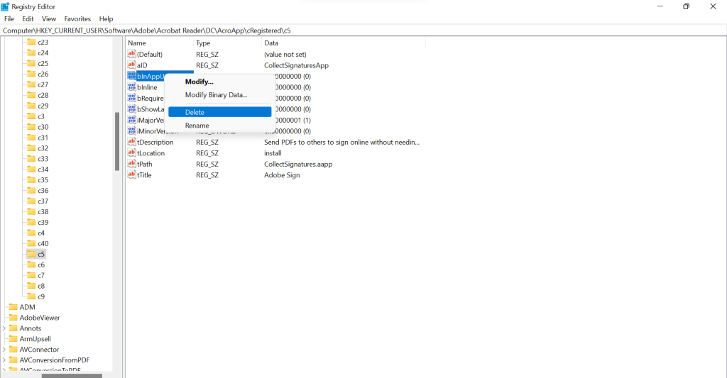 select and delete app