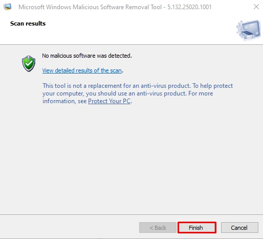 windows malicious removal tool scan