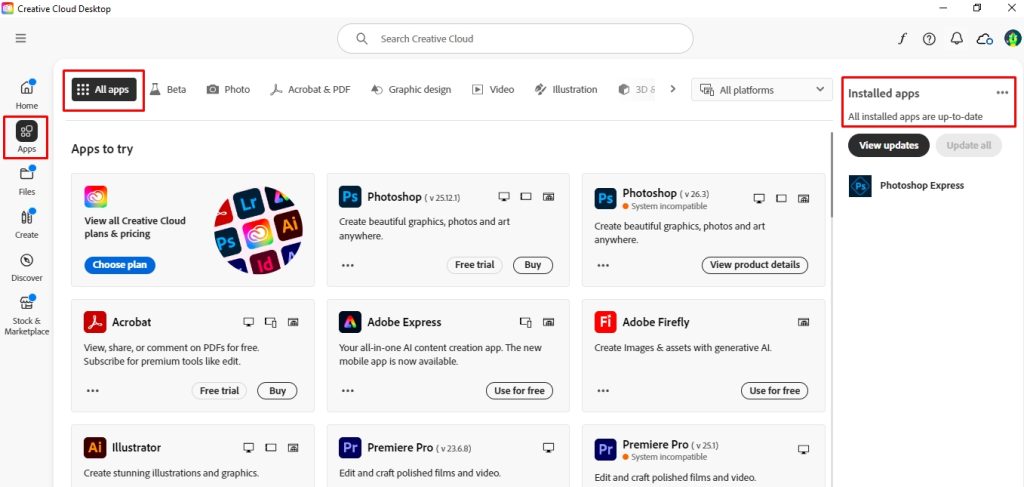 locate installed apps