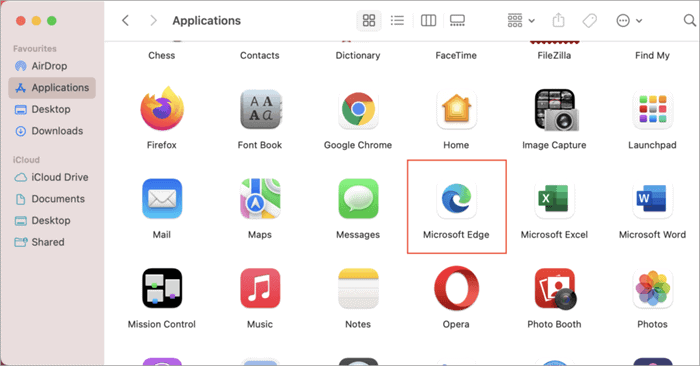 Locate Microsoft Edge from Applications