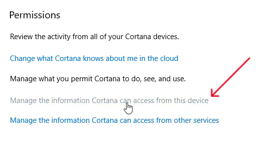 Manage device information for Cortana