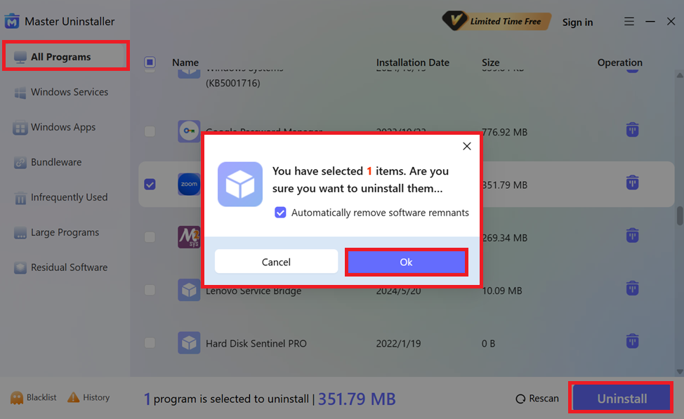 master uninstaller uninstallation
