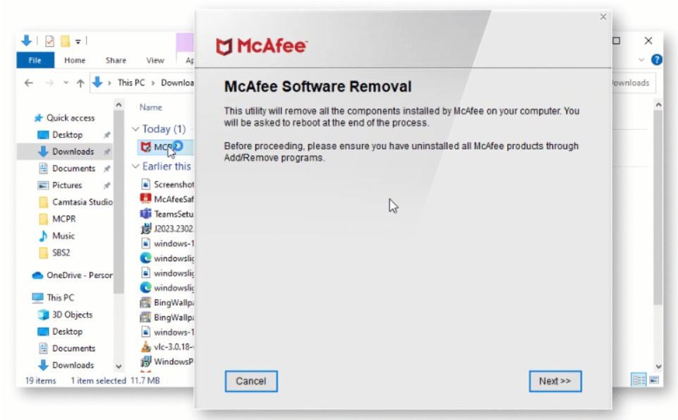 MCPR McAfee software removal