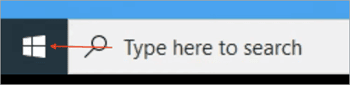 Start to search bar on Windows