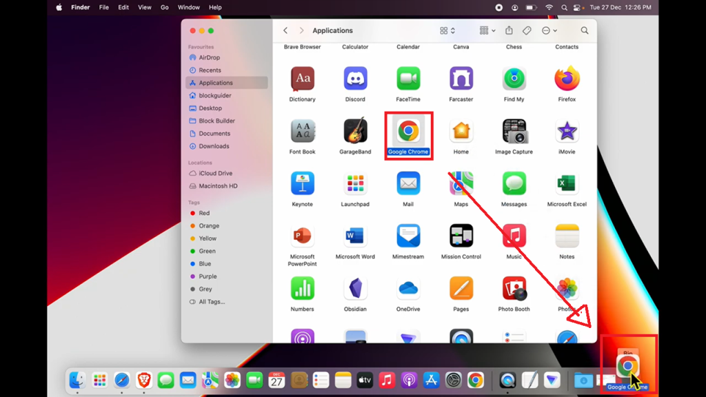 drag chrome to trash