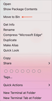 Move to bin right click list
