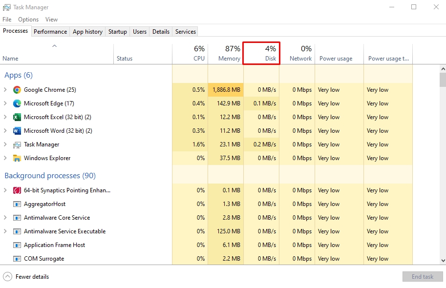 disk 100 usage windows 10