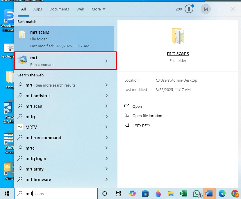 run windows malicious software removal