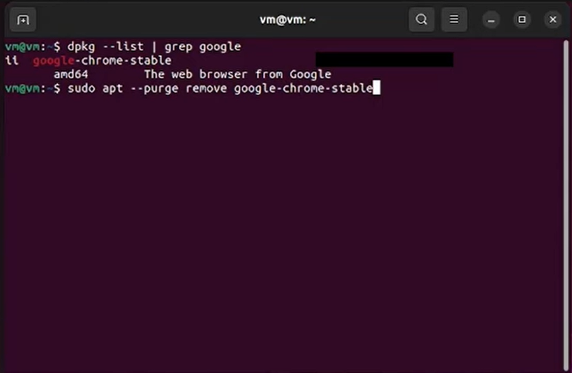 run command to uninstall chrome