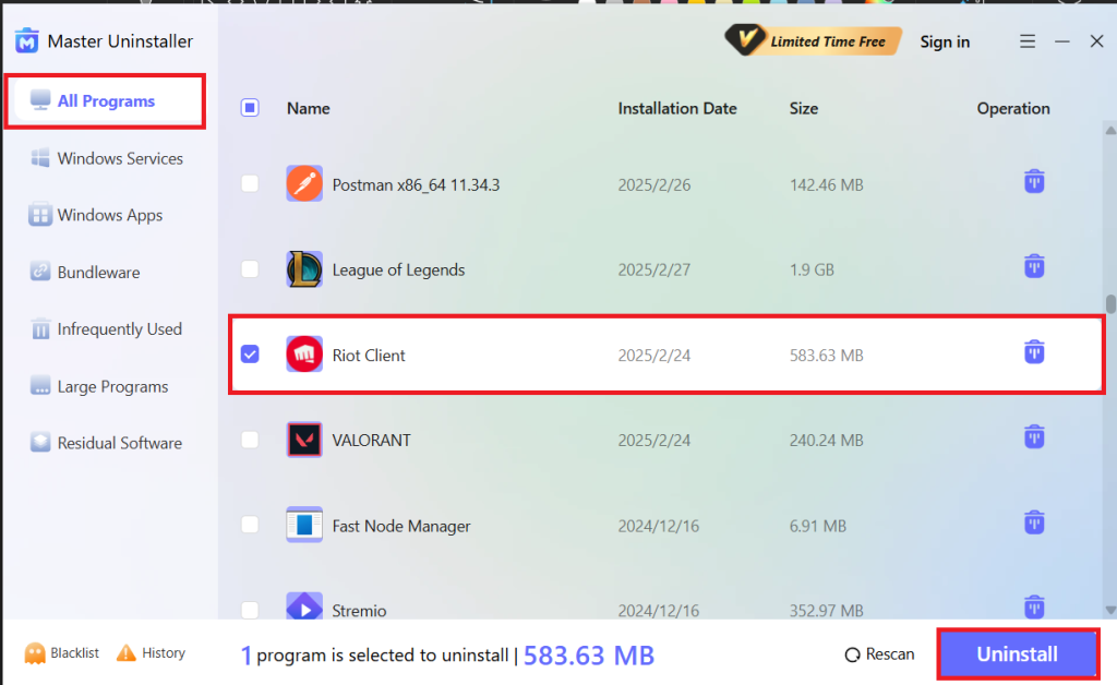 find riot client uninstaller