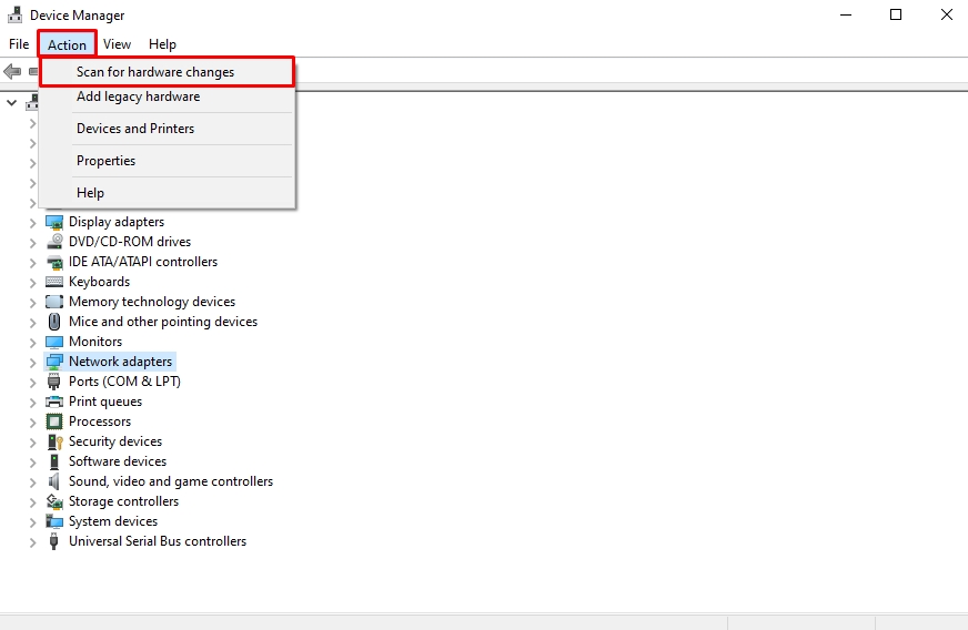 scan hardware for reinstallation