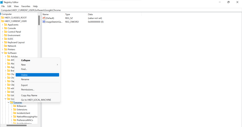 delete chrome