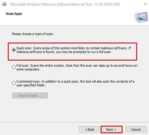 run malicious software removal tool