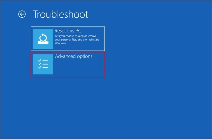 Troubleshoot advanced options