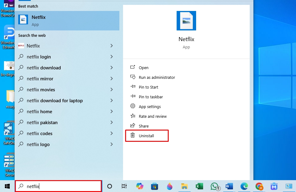 delete all programs windows 10