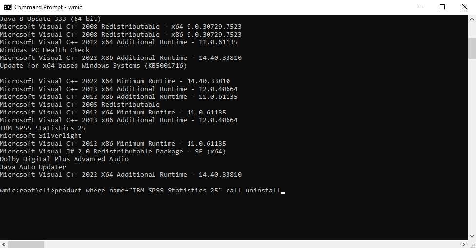 uninstall desired program windows cmd