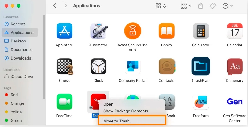 uninstall mac programs using trash