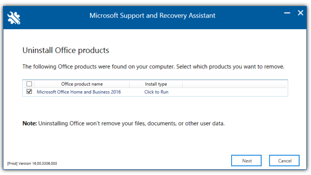 Uninstall office products