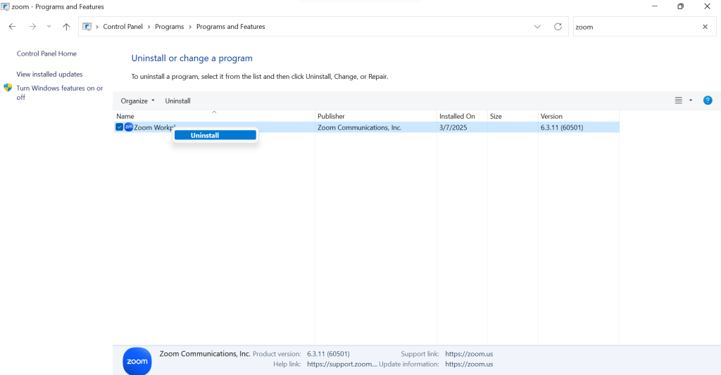 confirm uninstallation